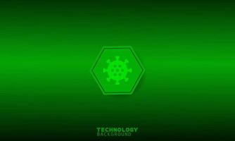 icono de virus en hexágono verde con fondo verde. vector