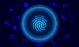 fingerprint of Business innovation technology concept. technology background. neon effect. circuit board concept. Hi-tech digital technology. vector