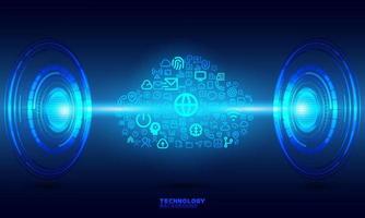 Business innovation technology concept. technology background. neon effect. circuit board concept. Hi-tech digital technology. vector