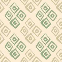 Pastel rhombus elements seamless pattern. Light background with green and beige elements. vector