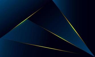 Abstract blue polygon triangles shape pattern background with golden line and lighting effect luxury style. Illustration Vector design digital technology concept.