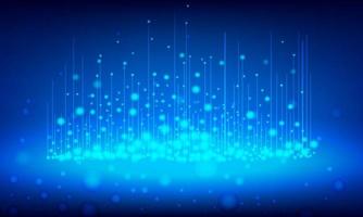 Illustration Vector design digital technology concept. Glowing wavy lines template with Blue background.