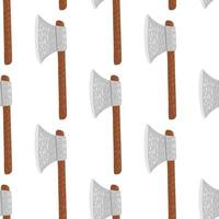 Scandinavian isolated seamless pattern with stylized warrior hatchets elements. Steel weapon with wood handle on white background. vector