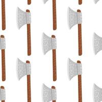 Scandinavian isolated seamless pattern with stylized warrior hatchets elements. Steel weapon with wood handle on white background. vector