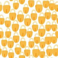 Seamless random isolated pattern with bright lock ornament. Yellow colored vintage shapes on white background. vector