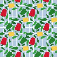 Abstract bell pepper seamless pattern on striped background. vector