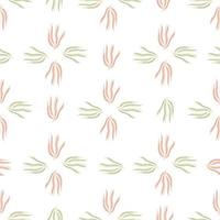 Abstract green and red seaweeds seamless pattern on white background. vector