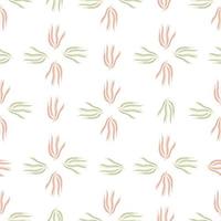 Abstract green and red seaweeds seamless pattern on white background. vector