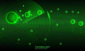 concepto de tecnología de escaneo de radar. fondo de tecnología. efecto neón. concepto de placa de circuito. tecnología digital de alta tecnología. vector