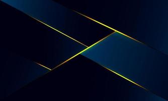 Abstract blue polygon triangles shape pattern background with golden line and lighting effect luxury style. Illustration Vector design digital technology concept.