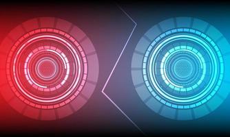 vector background abstract technology communication concept. Cyber circle laser figure on abstract background . Blue and red .