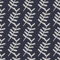 Botanic seamless dark navy blue background seamless pattern. Light botanic ornament. vector
