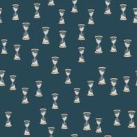 Little hourglass silhouettes seamless time pattern. Vintage random print with turquoise background. vector