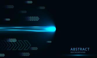 Abstract technology vector background with Hi speed lights dark blue backdrop with Arrow Light out background.