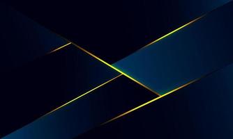 Abstract blue polygon triangles shape pattern background with golden line and lighting effect luxury style. Illustration Vector design digital technology concept.