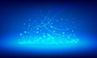 Illustration Vector design digital technology concept. Glowing wavy lines template with Blue background.