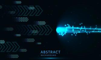 Abstract technology vector background with Hi speed lights dark blue backdrop with Arrow Light out background.