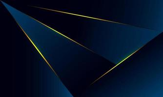 Abstract blue polygon triangles shape pattern background with golden line and lighting effect luxury style. Illustration Vector design digital technology concept.