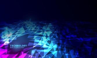 Vector illustration technology with triangles over dark blue and pink background.