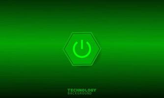 Power icon in green hexagon with green background. vector