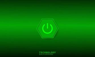 Power icon in green hexagon with green background. vector