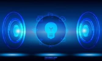 light bulb of Business innovation technology concept. technology background. neon effect. circuit board concept. Hi-tech digital technology. vector