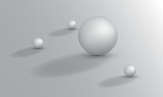 3D illustration of balls of different sizes hanging in space. 3D rendering isolated on white background. vector