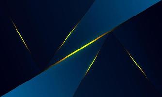Abstract blue polygon triangles shape pattern background with golden line and lighting effect luxury style. Illustration Vector design digital technology concept.