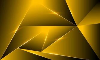 Abstract golden polygon triangles shape pattern background with golden line and lighting effect luxury style. Illustration Vector design digital technology concept.