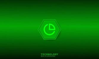 Graph icon in green hexagon with green background. vector