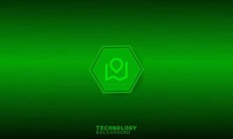 Pin icon in green hexagon with green background. vector