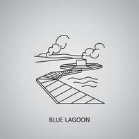 Blue Lagoon icon on grey background. Iceland, Grindavik. Line icon vector