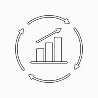 Continuous growth line icon. Growth chart with circular arrows flat icon. Vector