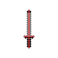 Red pixel sword icon. Pixel weapon isolated. Video game cartoon sword icon. Vector