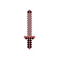 icono de espada de píxel rojo. arma de píxeles aislada. icono de espada de dibujos animados de videojuegos. vector