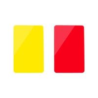 Realistic yellow and red football card.  Referee cards in soccer. Vector