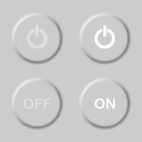 Turn off and turn on buttons. Neumorphism. Power button icon off on. vector