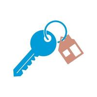 House key chain with two key. Blue key with trinket icon. Vector