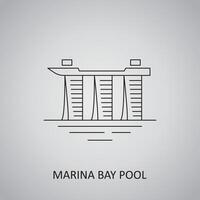 Marina Bay Pool in Singapore, Marina Bay icon vector