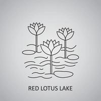 lago de loto rojo en tailandia, udon thani. icono vector