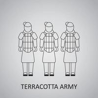 Terracotta army outline vector icon. Flat vector terracotta icon