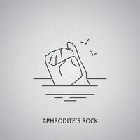 Aphrodite's rock icon on grey background. Cyprus, Paphos. Line icon vector