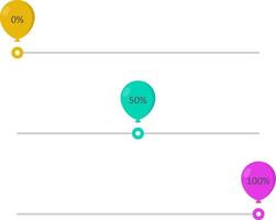Scroll bar concept with percent. Balloon icon. Set line slider bar. Vector