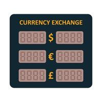 pantalla de cambio de moneda led electrónica. tipos de cambio de moneda extranjera. usd, eur, icono gbp. vector