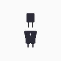 adaptador de enchufe con adaptador de cargador usb para teléfono inteligente. icono de rayo. vector