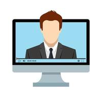 Online education when you stay at home. Internet access for distance learning. Video player on computer screen vector