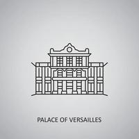 lugar del icono de Versalles sobre fondo gris. francia, versalles. icono de línea vector