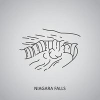 Niagara falls icon on grey background. Canada, USA, border. Line icon vector
