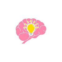 Creative idea icon. Human brain with lightbulb idea concept. Vector