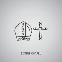 icono de la capilla sixtina sobre fondo gris. ciudad del Vaticano. icono de línea vector